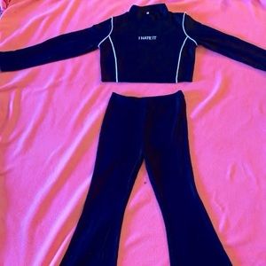 Two piece women’s outfit bell bottom leggings